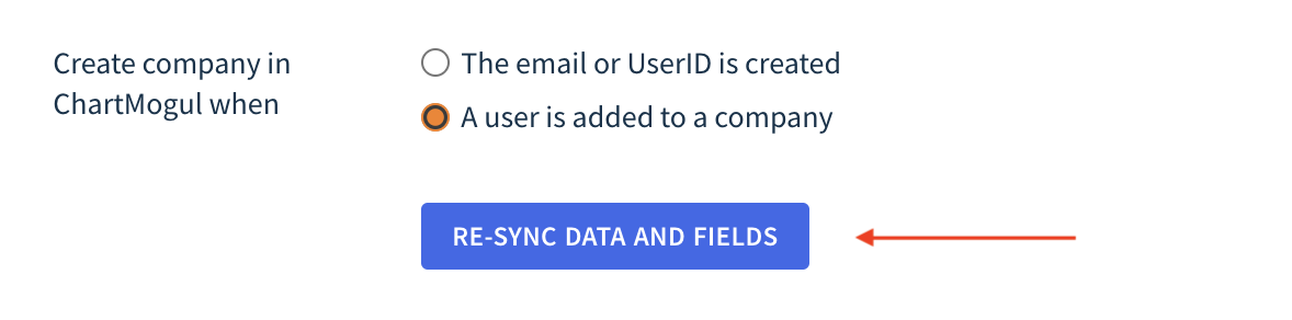 Screenshot showing the location of the Re-sync Data and Fields button.