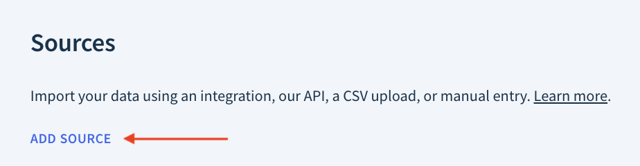 Screenshot of the Sources page showing the Add Source option