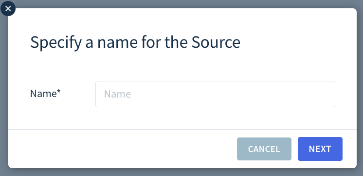 Screenshot of the dialog for entering a source name