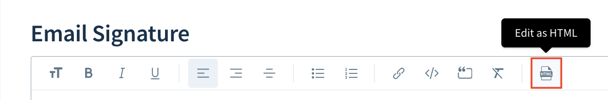 Screenshot showing the location of the Edit as HTML button.