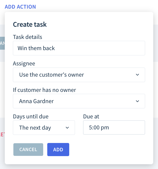 Screenshot of the interface to create a task.