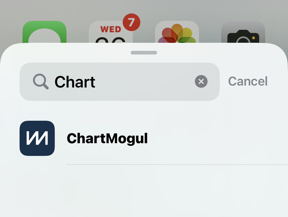 Screenshot of search results showing the ChartMogul widget.