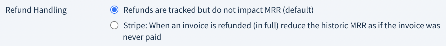 Screenshot of the two Refund Handling setting options described here