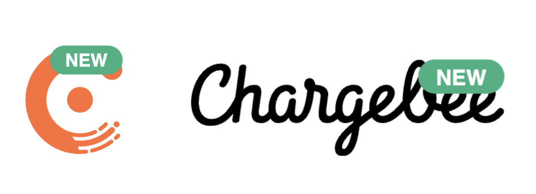 Chargebee logos showing label with word NEW