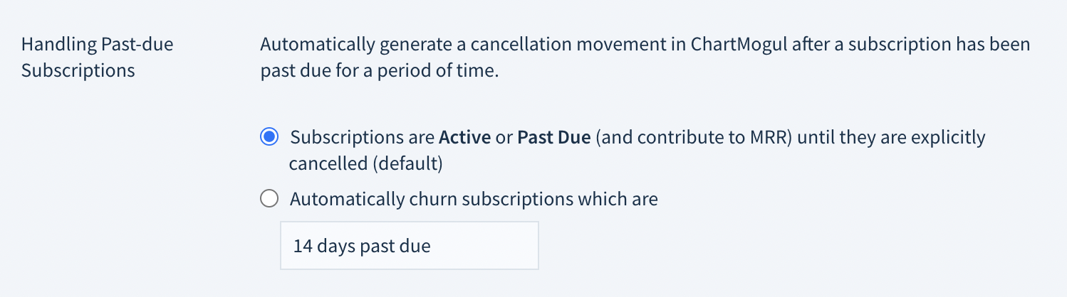 Handling Past-due Subscriptions setting in ChartMogul